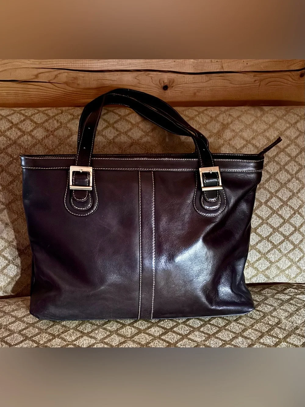 Piel Full Grain Leather Laptop Tote Bag in Brown Business Work Briefcase NWOT